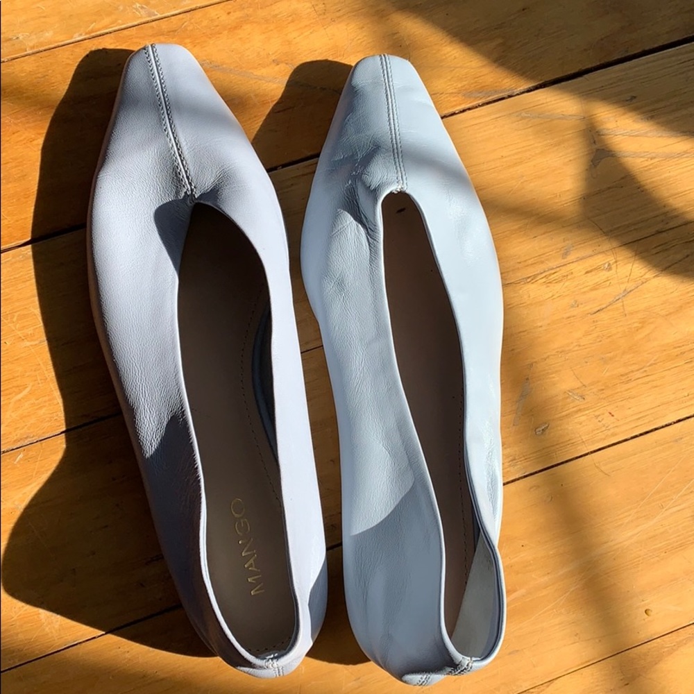 Mango pastel blue flats, great preowned condition
